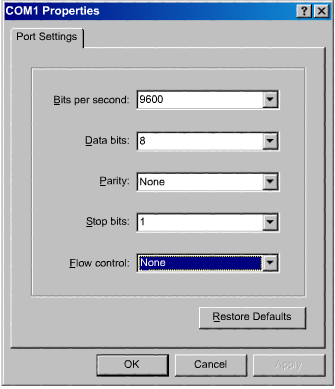 Establishing a HyperTerminal session (2/2) 1. Configure the terminal emulation on the PC with: The appropriate COM port 9600 baud 8 data bits No parity 1 stop bit No flow control 2.