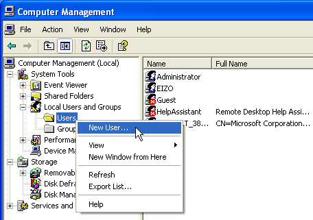 3-2. Creating a User Account for RadiCS Network Upgrade Software Setup Service This section describes how to create a new user for the RadiCS Network Upgrade Software service.