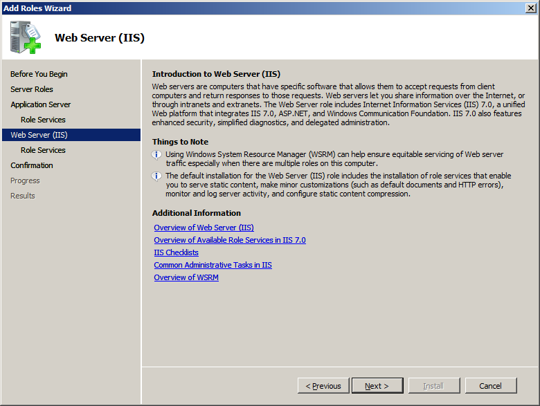 11. The Select Role Services screen appears. Click [Next]. 12.