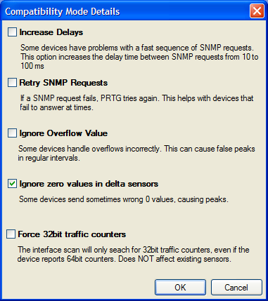 Increase Delays In certain cases, devices may have trouble or a security mechanism that denies fast sequences of SNMP requests which PRTG Traffic Grapher sometimes may send.