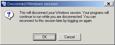 8. To disconnect without closing any applications running, click on the X in the upper right corner. 9.
