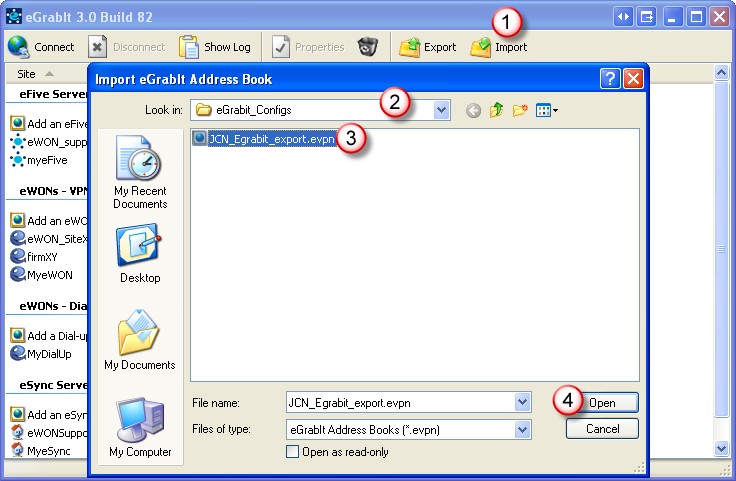 Add and Configure an efive VPN Server Chapter 6. Click on the Export icon in the menu bar (1).