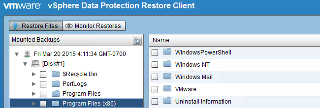 Exercise 5: Restore an Individual File Using the FLR function, vsphere Data Protection can restore individual files and folders within a virtual machine running Windows or Linux.