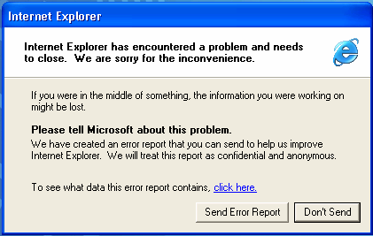 Troubleshooting Reporting for Contact Center 269 Figure 172: Selecting Close Group option from Internet Explorer Programs taskbar button If Internet Explorer encounters problems an error message will