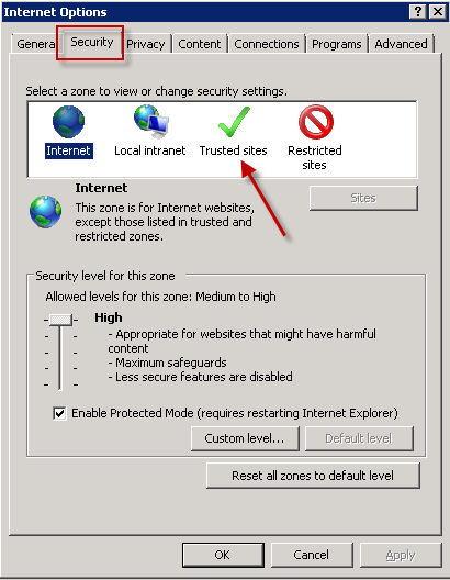 IP Office Contact Center User Interface Adding the server as a Trusted Site to Internet Explorer To add the server as a trusted site to Internet Explorer: