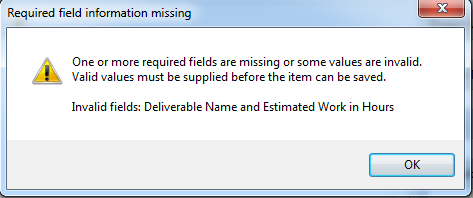 Required fields in the ProperSync Pane: ProperSync prompt for missing fields: Note: ProperSync only enforces the required fields that appear in Outlook.