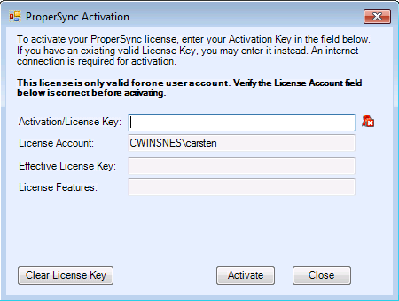 16) From the Add-ins Options dialog box select the ProperSync tab 17) From the ProperSync tab press the View License Details button 18) The ProperSync Activation window will open.