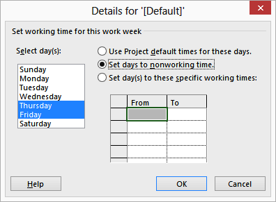5 Click OK. TIP This plan uses the Standard base calendar as its Project calendar.