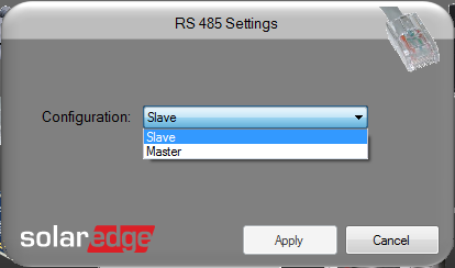 22 Configuring an Inverter Setting the RS485 Parameters Clicking inside the RS485 Status sub-window displays the RS485 Settings window, in which you can change the status of the Inverter from Master