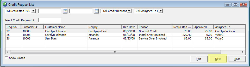 The Credit Template assigns the next invoice number available to the Credit Request, but an actual Credit Memo is not posted to the general ledger until a User with the appropriate permissions