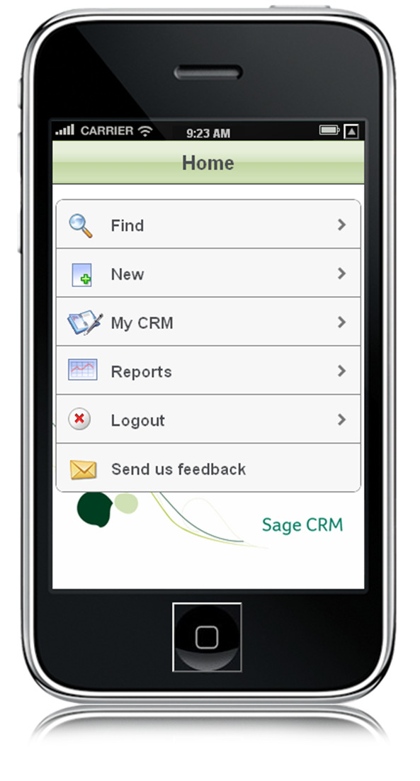 SageCRM for iphone Manage your customers on the move with SageCRM for iphone SageCRM for iphone v1.1 comes with SageCRM v7.