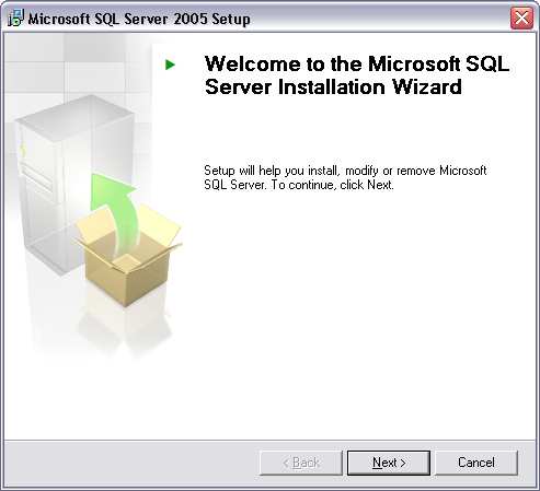 In the Welcome to the Microsoft SQL Server Installation Wizard dialog box, click Next to install.