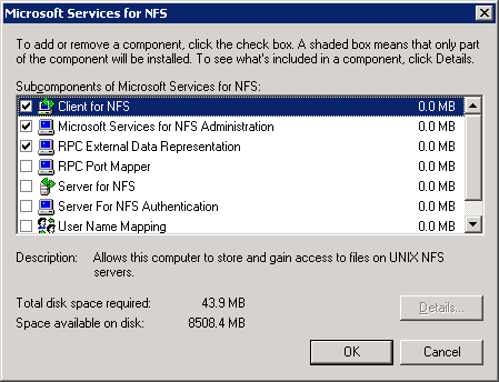 Installing and configuring NFS for SharePoint Granular Recovery About configuring Services for Network File System (NFS) on the Windows 2003 R2 SP2 NetBackup media server and NetBackup clients 43 5