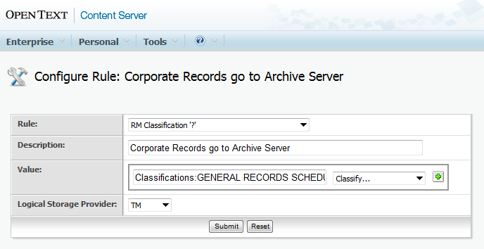 136 Extended ECM Enterprise Archive. In a third step storage rules are configured using the existing Storage Providers.