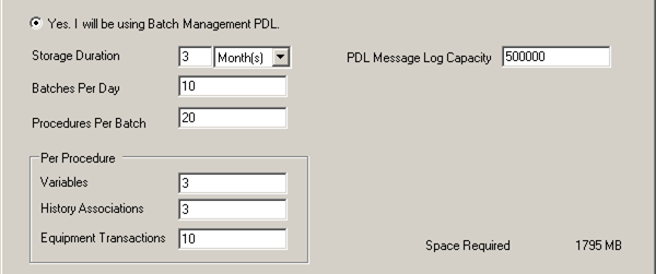 Section 19 Information Management Creating a History Database Instance b. Enter the required Batch Management PDL log information (Figure 46). Figure 46. Batch Management PDL Log Information 8.