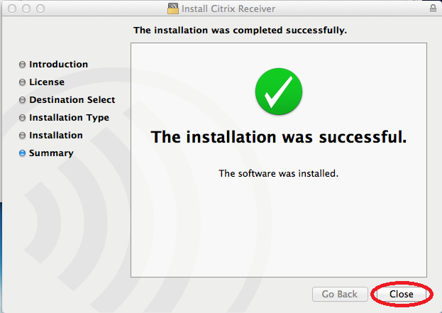 8) Click Install. 9) Citrix will then prompt you to enter the password to your Mac computer.