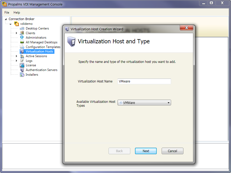 ADD A VIRTUALIZATION HOST To add a new Virtualization Host, right click on Virtualization Hosts and click on Add new Virtualization Hosts option.