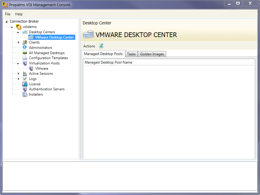 Once virtualization hosts are selected click Finish and you will see the new Desktop Center listed under Desktop Centers.