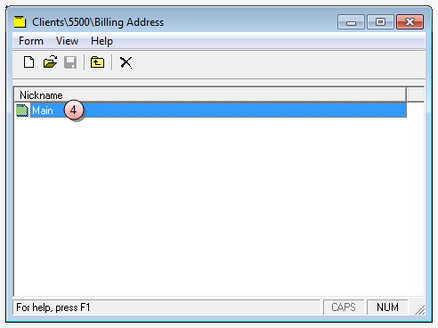 A Billing Address selection window opens. 4. Double-click on the Nickname of the billing address you want to setup for email.