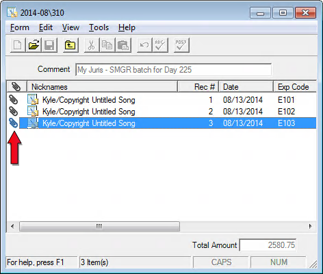 You can view attachments by double-clicking an expense on the main expense dialog box, and then double-clicking the