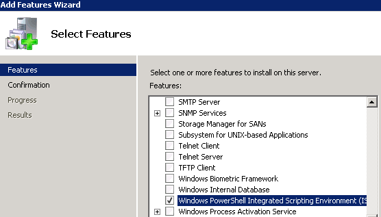 Appendix D: Windows 2008 Integrated Scripting Environment (ISE) setup 1. Click Start ->All Programs->Server Manager 2. Click on the Features 3.
