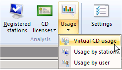 Working with Virtual CD NMS Evaluation of licenses Shows all denials of access to virtual CDs: Which commands are available in the shortcut menu depends on which License view is shown: Properties.