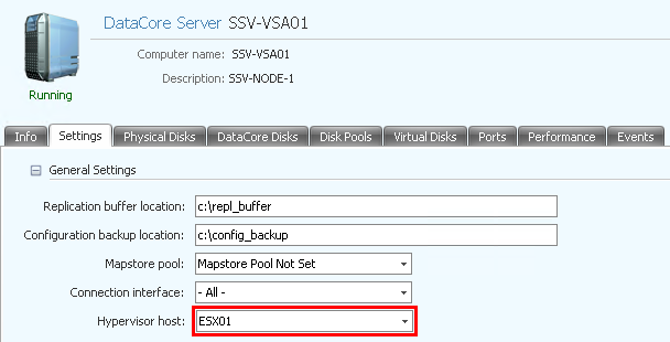 1.4.7 Virtual SAN Node Assignment Prior to serving virtual volumes to the Virtual SAN nodes within the cluster, you must assign the SANsymphony-V instance to its corresponding Virtual SAN node.