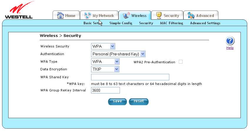 Figure 6 To configure WPA-PSK, type the desired password in the WPA Shared Key field (Fig. 7).