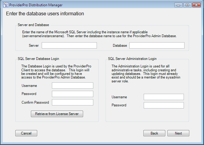 Chapter 2: Installing ProviderPro Creating The Administration Database CONTEXT: This process will create an administration database in MS SQL Server that will be used by ProviderPro to manage your
