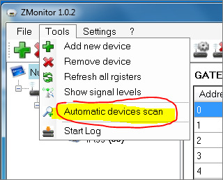 13. AUTOMATIC DEVICE SCAN (only GATEWAY MODBUS RTU) From the Tools menu choose the