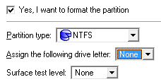 85 - Partition type. From the pull-down list select the desired file system type.