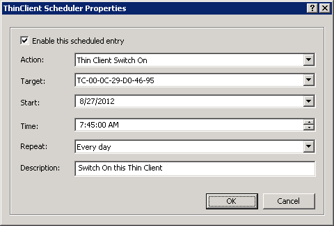 Scheduler In this section you can schedule actions (booting, shutdown, rebooting, logging off) for Thin Clients or Thin Client Groups which are performed at a certain pre-defined time.