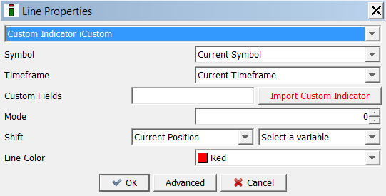 If you want to use custom indicators, look for the option custom indicator under the drop down menu. Then click on the Import Custom Indicator button.