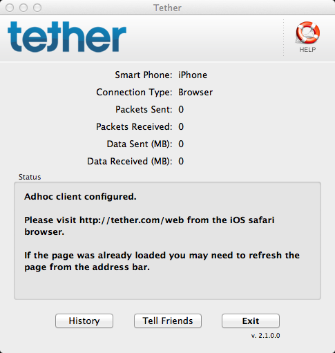 The Tether application on the Mac OS X machine should be