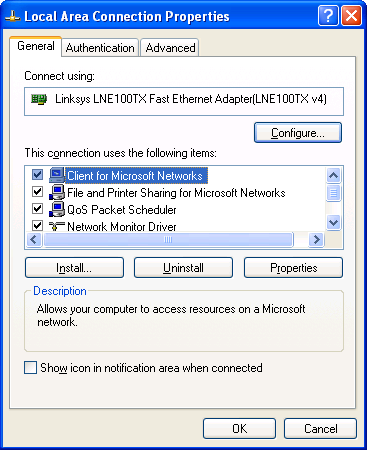 Components of File and Printer Sharing To act as a client computer, a computer running Windows XP must have the Client for Microsoft Networks component installed and enabled on a network connection