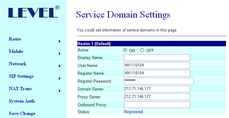 11. SIP Setting If you need, you could setup the Service Domain, Port Settings, Codec Settings, RTP setting, RPort Setting and Other Settings.