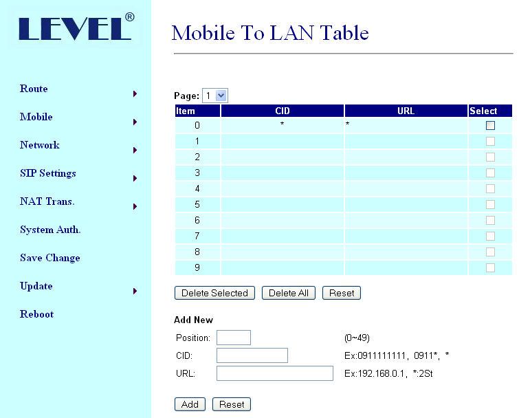 You could also see the setting table in the left side. Please click on the option you would like to set.