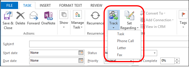 Create and track a task activity Adding and tracking a task activity is very similar to adding and tracking an email activity or an appointment activity.