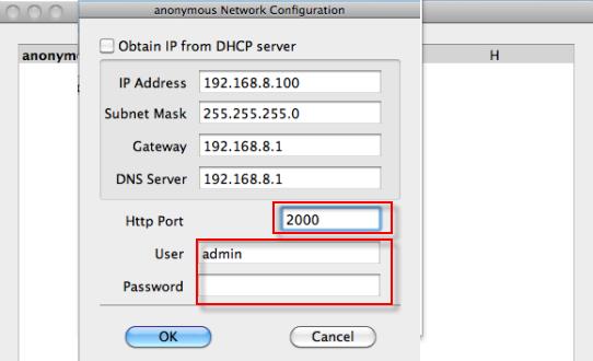 Modify the HTTP port. Enter the Username and password, click OK. Figure 2.