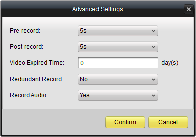 Pre-record: Normally used for the event triggered record, when you want to record before the event happens.