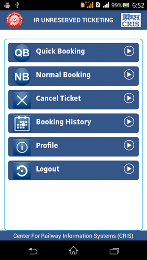 Mobile Screen shots The passenger has to select the most preferable booking information like Journey type, Ticket type, Class and number of passenger to be used as default while booking ticket.