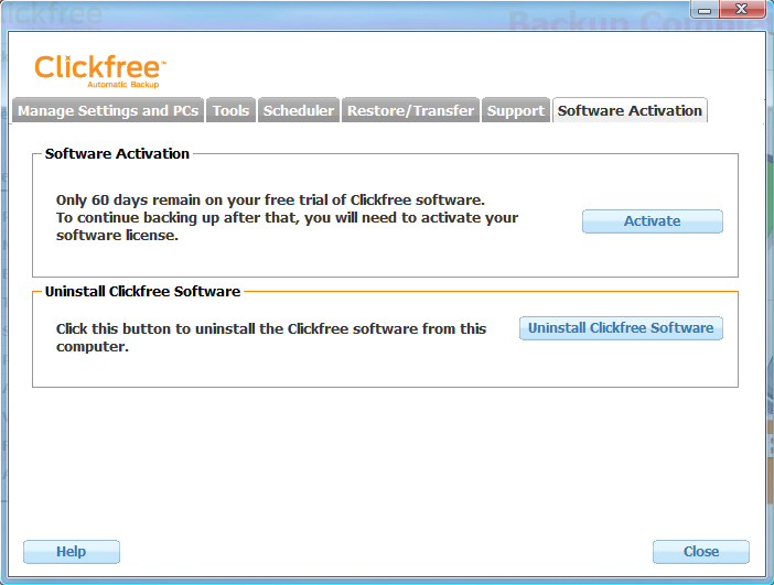 Introducing Clickfree Backup Software ENTERING A LICENSE KEY Depending on the version of Clickfree Backup Software purchased, you may have been prompted to enter the license key in order to complete
