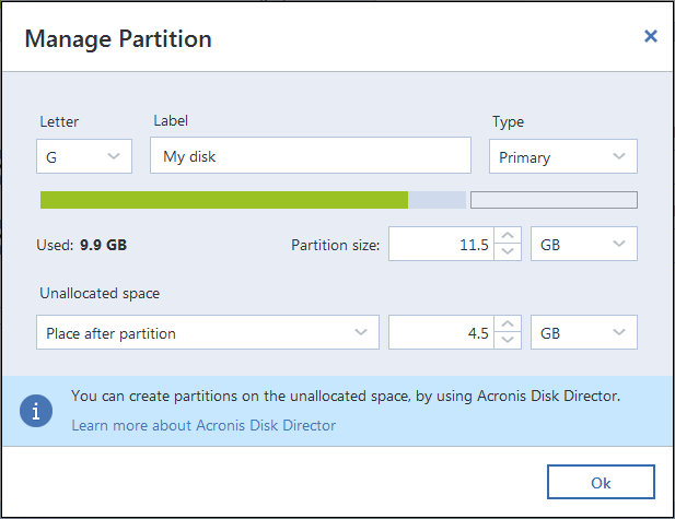 5.1.2.1 Partition properties When you recover partitions to a basic disk, you can change properties of these partitions.