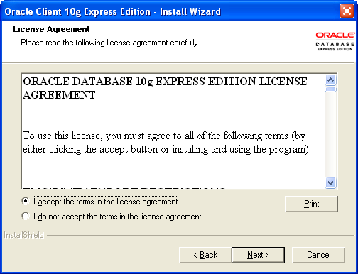 Oracle XE Installation Oracle Client Expression Edition Oracle Client Expression Edition Figure 4-19: Oracle Client Express Edition installation 1.