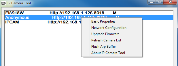 5.1 IP Camera Tool Double click the IP Camera Tool icon and the following screen should appear.