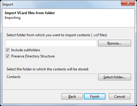 Import contacts from VCard (.