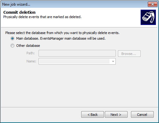 Screenshot 231: Select database to delete records from 6. Select the database to delete records from. Click Next. 7.