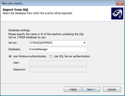 Screenshot 234: Specify SQL Server address and login details 6.