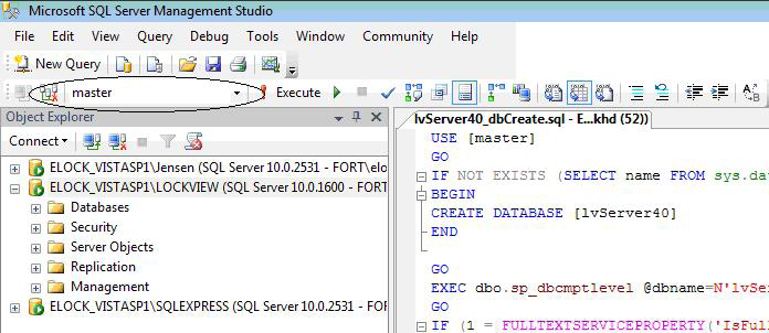 CONFIGURE MS SQL SERVER FOR LOCKVIEW 4 cont. 3. Navigate to the script lvserver_dbcreate.