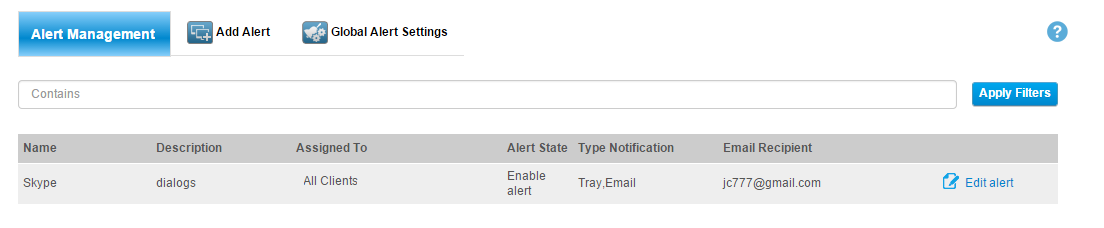 Alerts About Alerts Alerts are instances that notify the investigator of a specific activity (potentially harmful/forbidden actions) on the target computers on which Clients are installed and allow